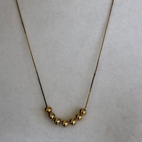 VINTAGE Gold Electroplate 7 Bead Serpentine Chain Necklace 23" - Picture 1 of 11